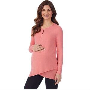 Maternity Cuddl Duds Softwear with Stretch Wrap Front Top Navy Blue Size M